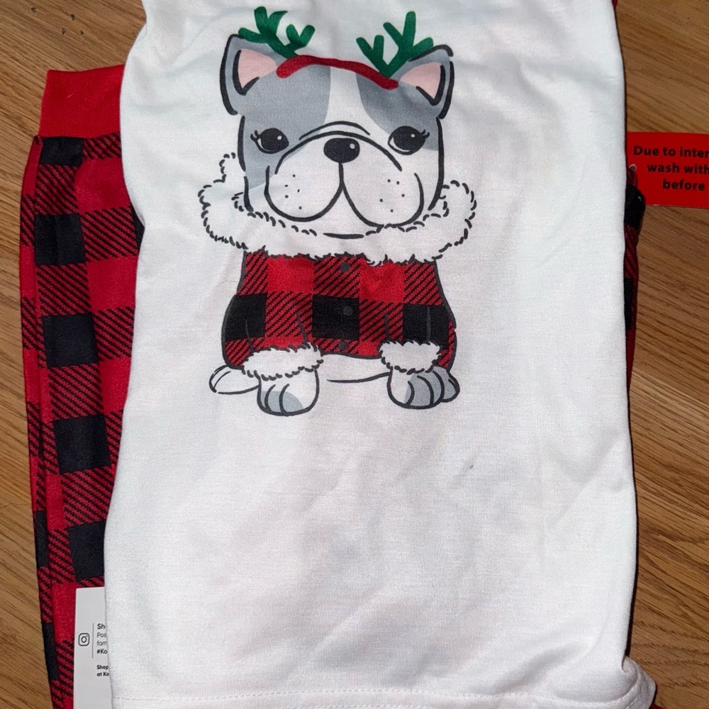 Girls Red and Black Plaid Dog Pajamas 7/8